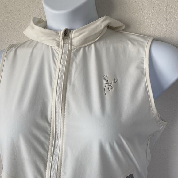 Peter Millar Womens Jameson Flex Adapt Sleeveless Vest M Jacket Hooded Zip Cream - Picture 5 of 13
